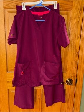 CARHARTT sz MEDIUM Plum cute SCRUB SET nurses medical